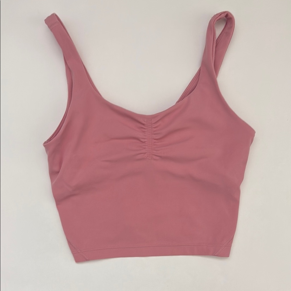 Lululemon Align Pink Pinched / Ruched Cropped Athletic Top - size  2 EUC